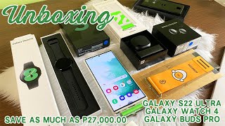 UNBOXING GALAXY S22 ULTRA, WATCH4, BUDS PRO.. SUPER SULIT DAMING FREEBIES. ❤️☺️😁👌