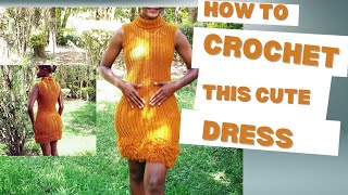 How to Crochet a Simple Loop stitch turtle neck dress.DIY