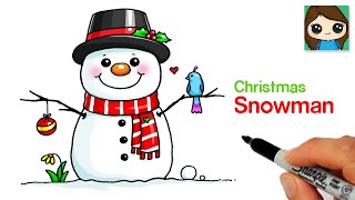 How to Draw a Snowman Easy 🎄Cute Christmas Art