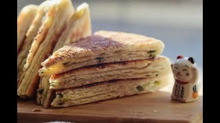 葱香芝麻发面大饼（Chinese scallion fluffy pancake)