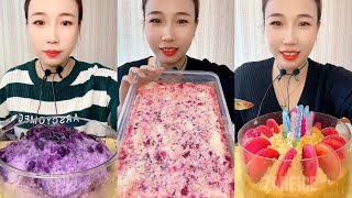 REQUEST || ASMR QIAN NEW COLOURFUL SHAVED ICE EATING WITH CRUSHED ICE