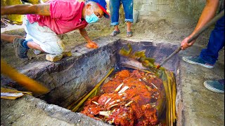 Real Mexican BBQ "Barbacoa" - 100kg FULL COW Barbecue in Oaxaca Village! *VEGANS BEWARE*