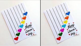 Easy & Beautiful white paper Women's Day Card making|DIY How to make Happy Womens day greeting Card