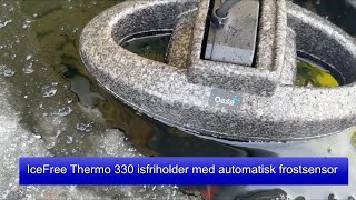 Isfri havedam med IceFree Thermo 330 isfriholder med automatisk frostsensor