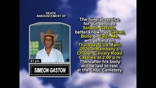 Simeon Gaston ~ Short Obituary