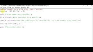 Adding elements to an array using insert() function Python