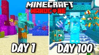 I Survived 100 Days as a DROWNED in Hardcore Minecraft... Minecraft Hardcore 100 Days