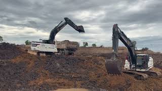 งานขุดลอกอ่างเก็บน้ำร่องสัก ต.หนองหล่ม อ.ดอกคำใต้จ.พะเยา excavator and trucks  EP.11