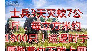 士兵3天灭蚊7公斤，每立方米约1800只！巡逻时宁愿憋着也不敢上厕所