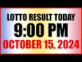 Lotto Result Today 9pm Draw October 15, 2024 Swertres Ez2 Pcso