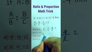 Ratio And Proportion Tricks | Ratio Proportion math tricks | Arithmetic Reasoning Tricks| #shorts