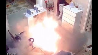 Hoverboard explodes in living room