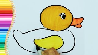 صفحات التلوين💛 | كيفية رسم بطة |تعلم الرسم و التلوين تلفزيون الاطفال - Arabic