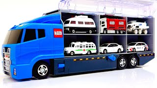 トミカのはたらくくるま！ミニカー を開封してコンボイへ収納！Tomica☆ miniature cars are opened and stored in the convoy！