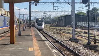 372次新自強號EMU3000紅色線條高速通過田中車站「魚尾板」