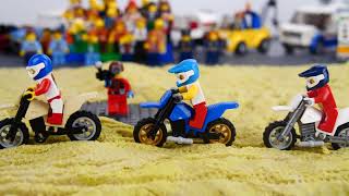 Lego Motorcycle Racing in the sand
