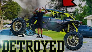 DESTROYED MY SISTER CAR WITH MY CAN-AM ! (CRAZY REACTION)