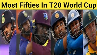 Most Fifties In T20 World Cup 🏆 Top 10 Batsman 🔥 #shorts #viratkohli #rohitsharma #babarazam