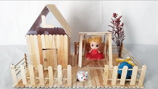 Cara Membuat Miniatur Rumah dan Ayunan Dari Stik Es Krim || Popsicle Sticks Craft Ideas