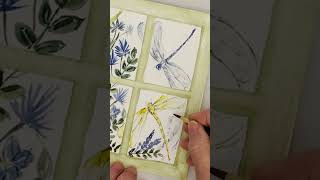 Paint a flower garden view from your window! Watercolor dragonflies and flowers #nowpaintthis