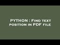 PYTHON : Find text position in PDF file