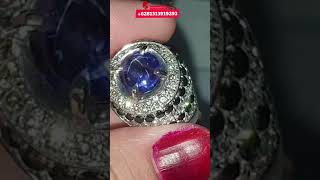 Color change sapphire star 5.93ct srilanka Ring gold and diamond sertifikat Crystals Body glass