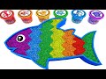 Satisfying Video | How To Make Rainbow Fish Bathtub With Glitter Slime Cutting ASMR | By ODD