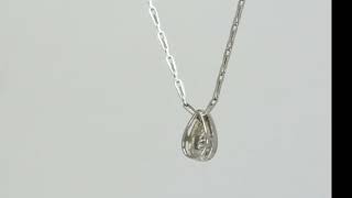 Diamond Solitaire Teardrop Pendant Necklace .23CT 14K White Gold 18” Chain - 33356