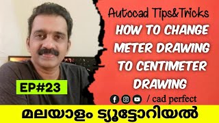 Autocad Malayalam | How to convert Meter Drawing to Centimeter Drawing | Easy steps