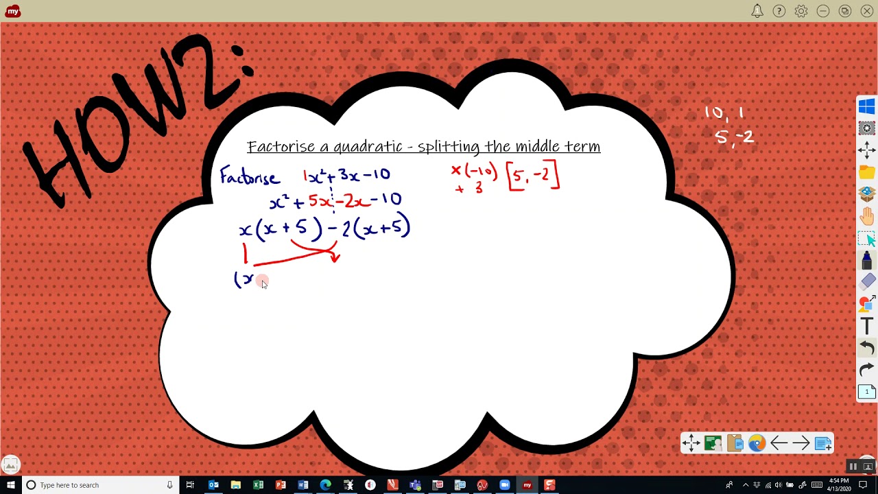 Factorise A Quadratic (Splitting The Middle Term) - YouTube