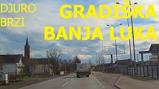 Gradiška - Laktaši - Banja Luka, main road M16, driving by car, February 2024