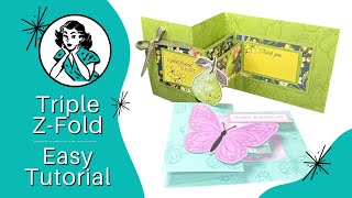 🔴 Easy Triple Z Fold Card Tutorial - Friendship & Birthday Cards