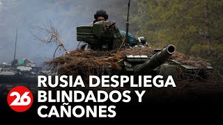 Rusia despliega blindados y cañones para seguir los combates