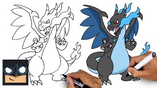 How To Draw Mega Charizard X | Pokemon (Draw & Color)