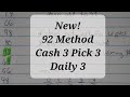 92 Method Cash 3 Pick 3 Daily Predictions and Strategies