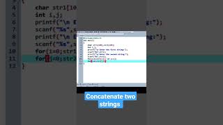 C program to concatenate two strings without using library function#coding