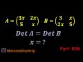 Nilai X dari Dua Matriks yang Memiliki Determinan Sama