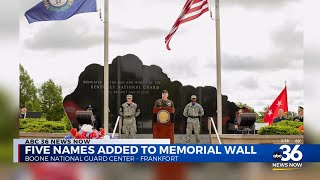 Five names added to memorial wall at Boon National Guard Center in Frankfort
