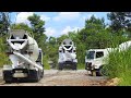 Ready Mix Cement Truck Pouring Concrete On The Bad Road