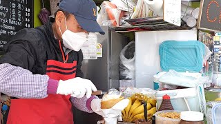 겨울에도 식지 않는 인기! 전설의 동대문 할부지 크레페 최신 근황, Amazing Skill Grandpa Crepe / 길거리 음식 / Korean Street Food - 4K