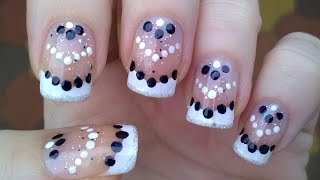 EASY NAIL ART For Holidays -  White & Blue Party & Christmas Dotticure Nails