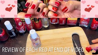 Every Red Nail Polish In My Collection LIVE SWATCHES, REVIEW ❣️ Painting My Nails RED #rednailpolish
