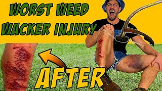 Creating the WORST WEED WACKER INJURY of all Time *PURE AGONY* | Bodybuilder VS Weed Eater Test