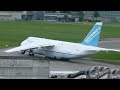 antonov 124 evening take off at zurich airport with great engine sound