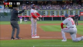 CJ Abrams Hits Back to Back Triples in 4/7/23 MLB Game for Washington Nationals vs Colorado Rockies