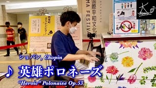 【ストリートピアノ】花が描かれたピアノで奏でる（ショパン：英雄ポロネーズ／Chopin: \