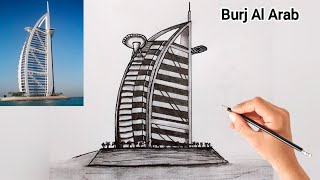 How To Draw Burj Al Arab Dubai Step by Step Drawing | Part 06 | Asad Afridi Arts
