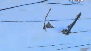 Big crash from Poisson at FIS 2010 Alpine Skiing Men -  Val Gardena