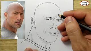 VERY EASY , How to draw the rock dwayne johnson / learn drawing academy