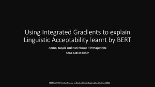 Using Integrated Gradients to explain Linguistic Acceptability learnt by BERT